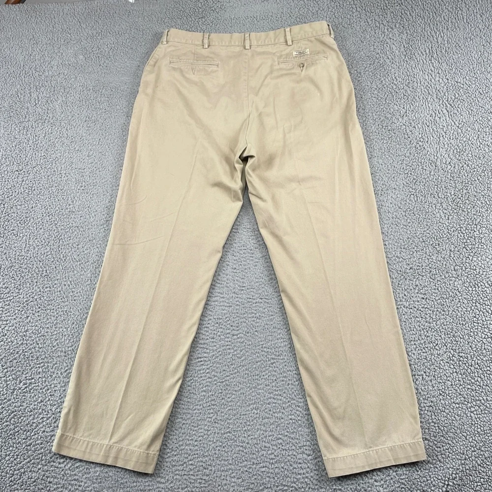 Polo Ralph Lauren Pants Mens 38/32 Tan Classic Chino Straight Leg Cotton Twill